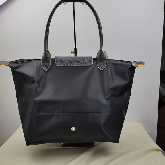 NWT Longchamp Le Pliage Original Large Shoulder Nylon Bag Tote IN Drak grey - Picture 3 of 15